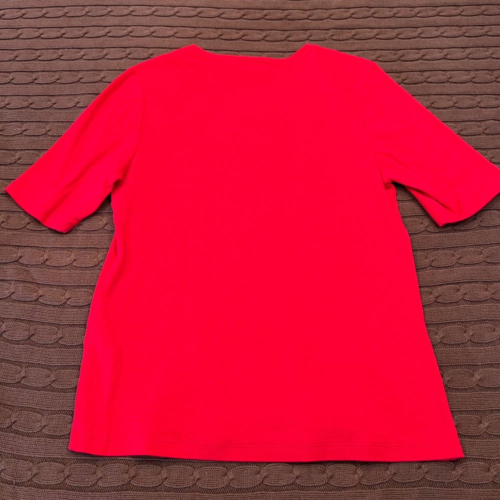 Chicos Red 100% Cotton Short Sleeve Crew Neck Basic Tee Top Size 1 Small - Picture 6 of 6